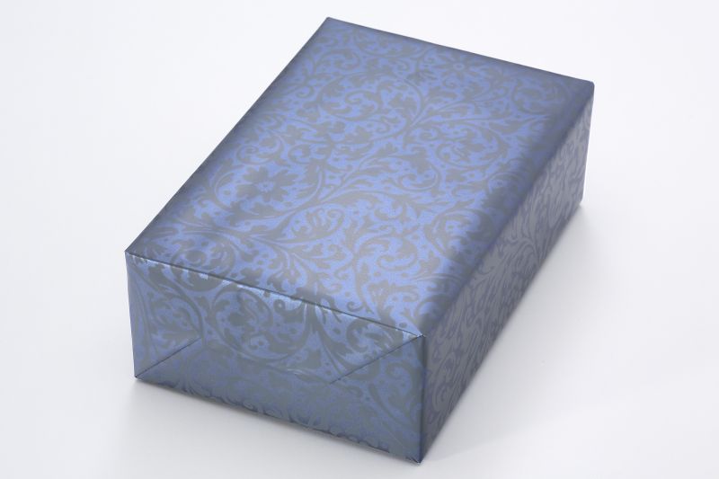 Geschenkpapier Paisley blau metallic